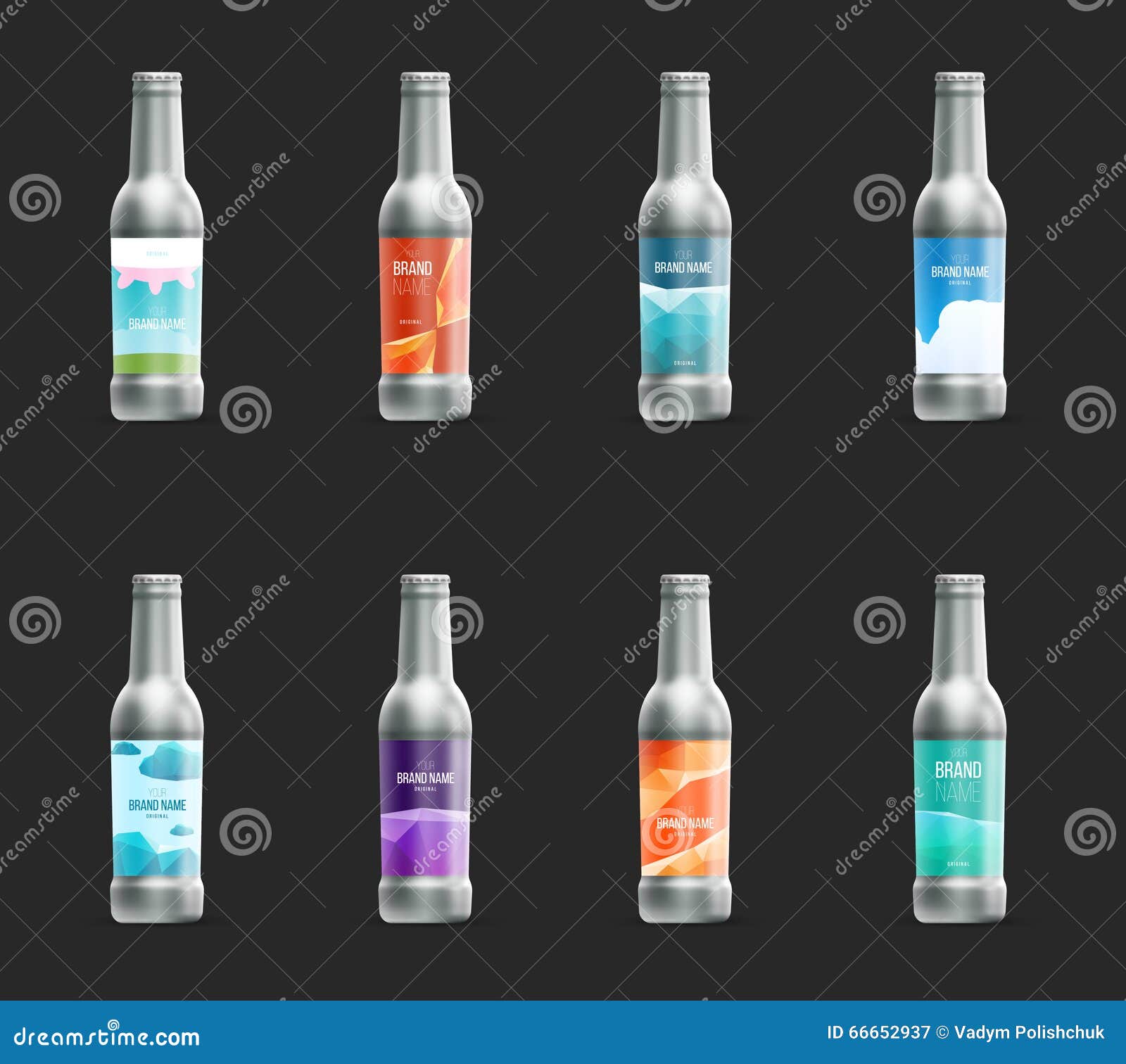 Set Of Template Blank Label For Glass, Plastic Or Paper Bottle With New Design. Stock Vector ...