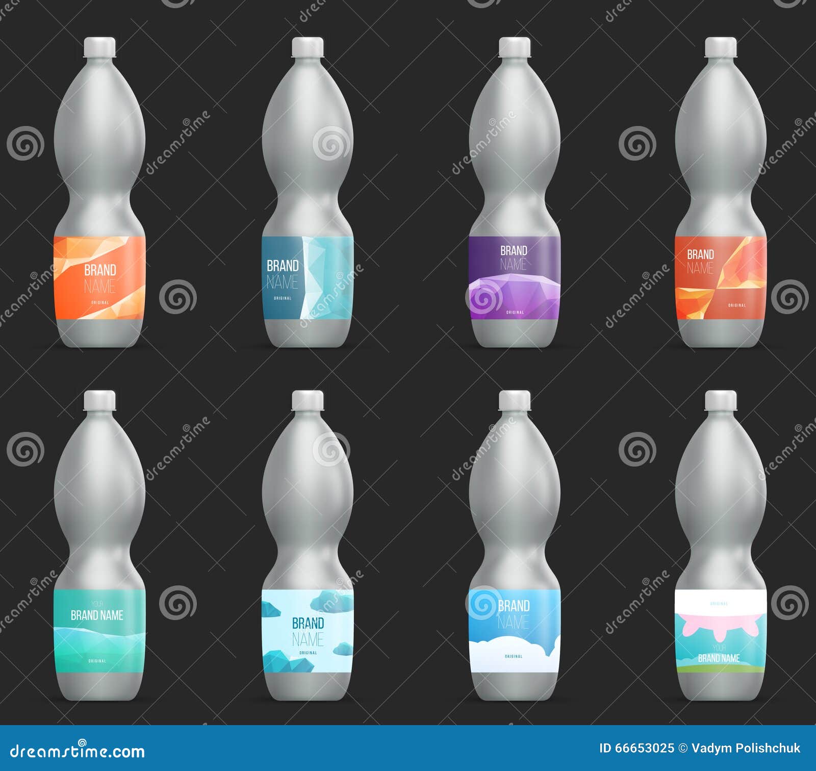 Set Of Template Blank Label For Glass, Plastic Or Paper Bottle With New Design. Stock Vector ...