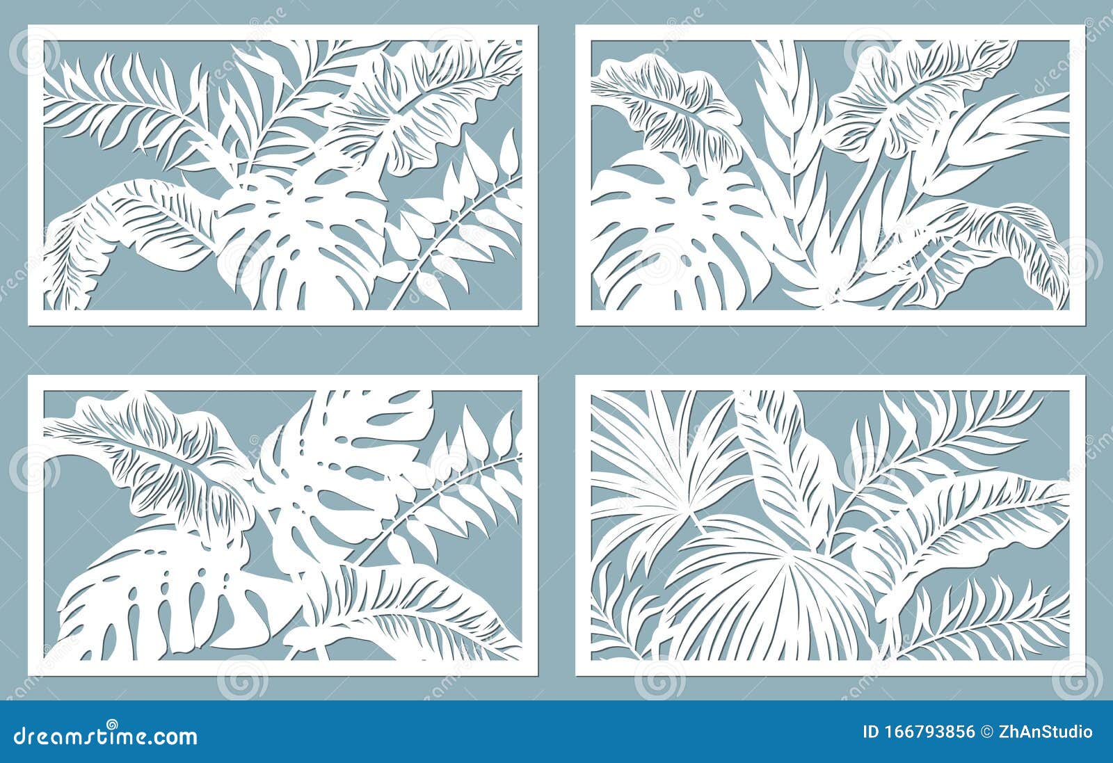 set template for cutting. palm leaves pattern. laser cut.  