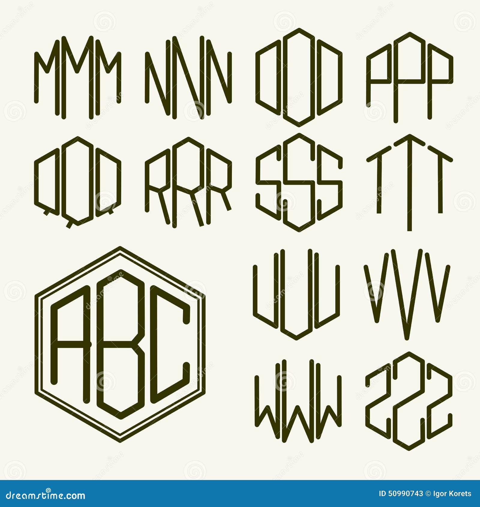 set 2 template letters to create a monogram