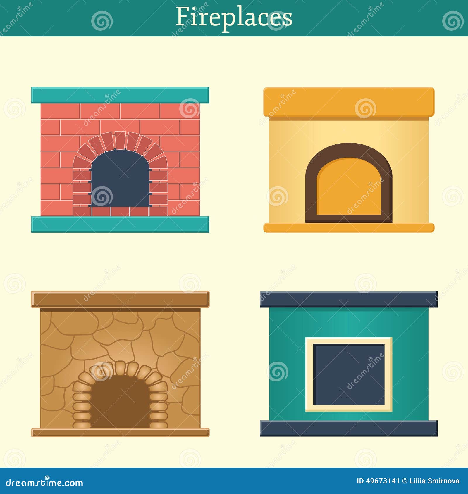 Set of Templates with Fireplaces Stock Vector Illustration of decor