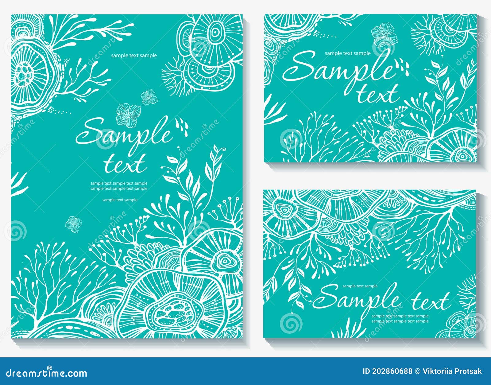 Set of Templates for Greeting Card Stock Vector Illustration of flower, invitation 202860688