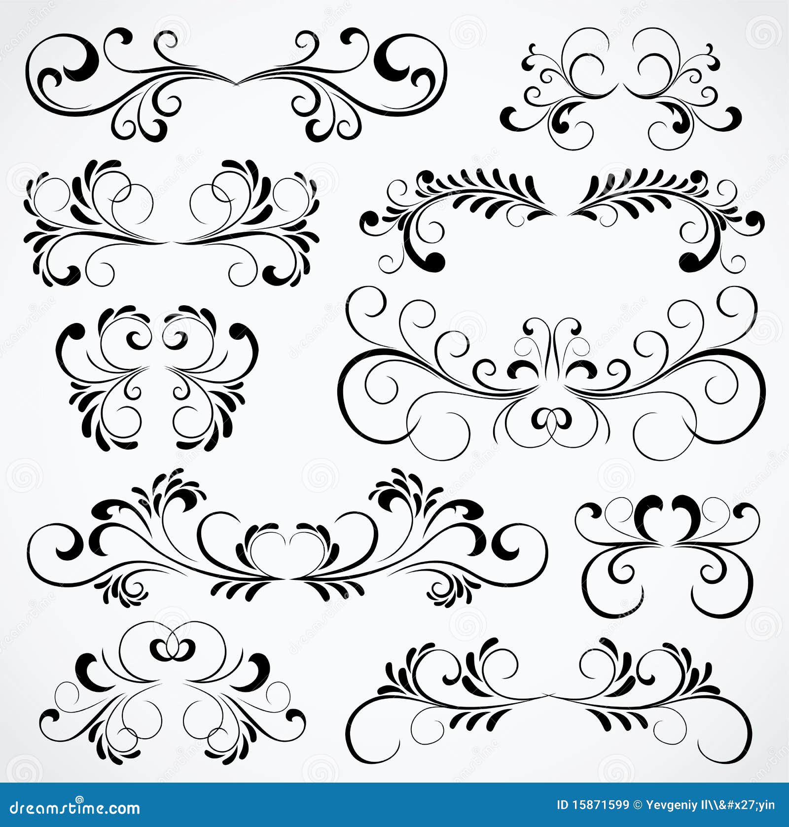 Set of Ten Ornate Elements for Design Stock Vector Illustration of fashion, beauty 15871599