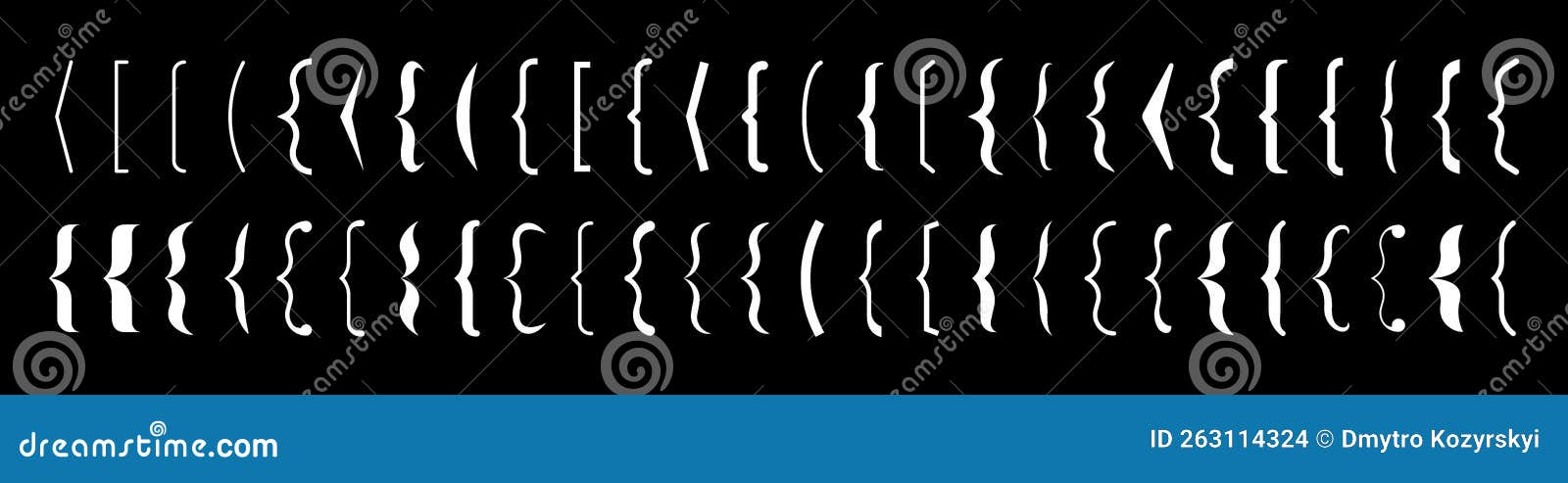 Text brackets vector icon set. Curly braces illustration sign