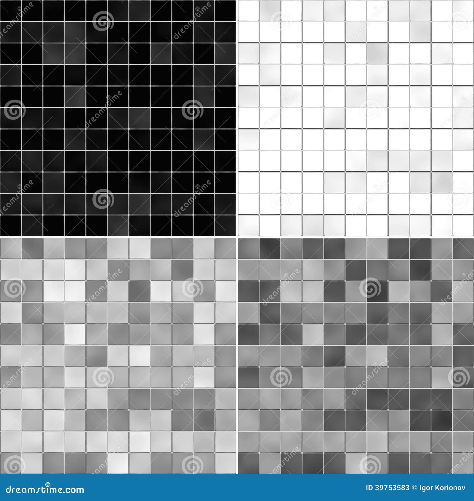 Set Texture Tile Floor White, Gray and Black Stock Illustration