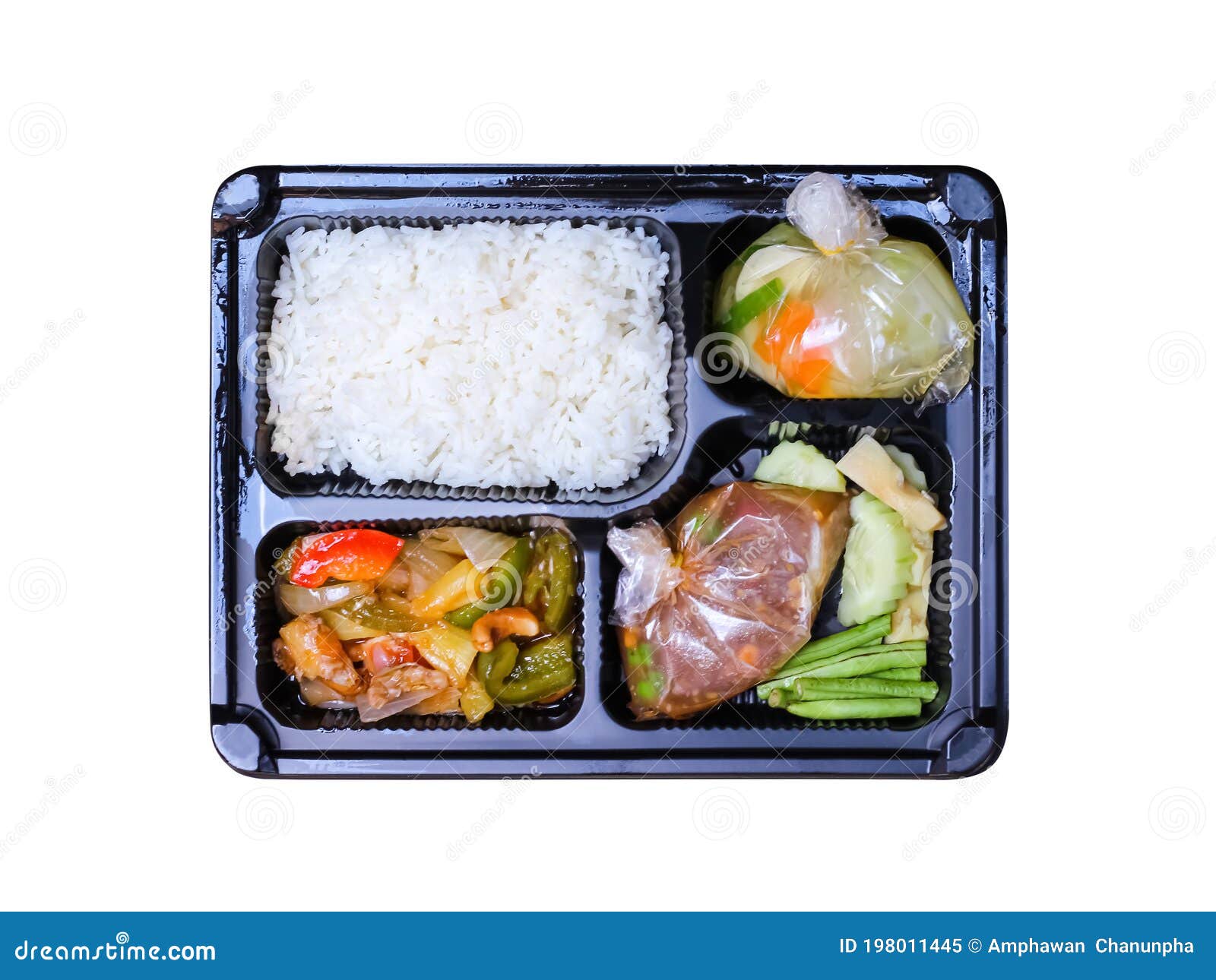 Set of Thai Food Take Away Top View Rice , Clear Soup , Stir Fried  Vegetables and Spicy Shrimp Paste in Plastic Box Stock Image - Image of  fresh, package: 198011445