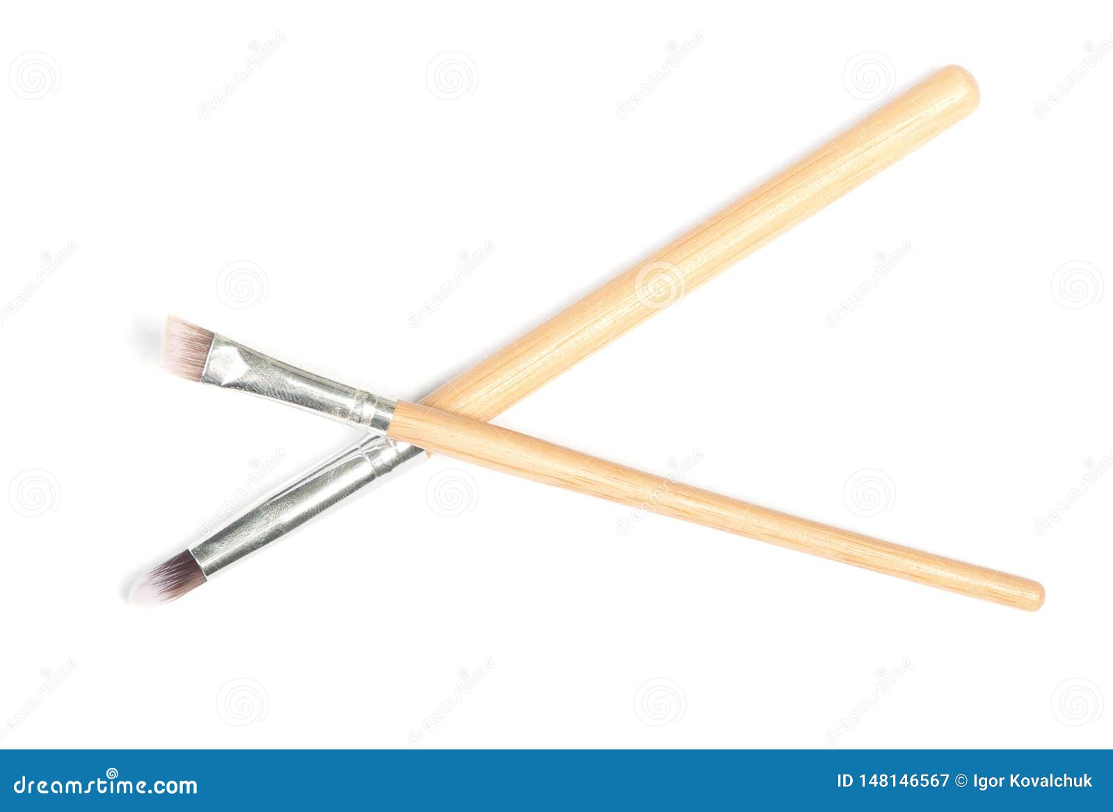 Set of thin makeup brushes stock image. Image of hair 148146567