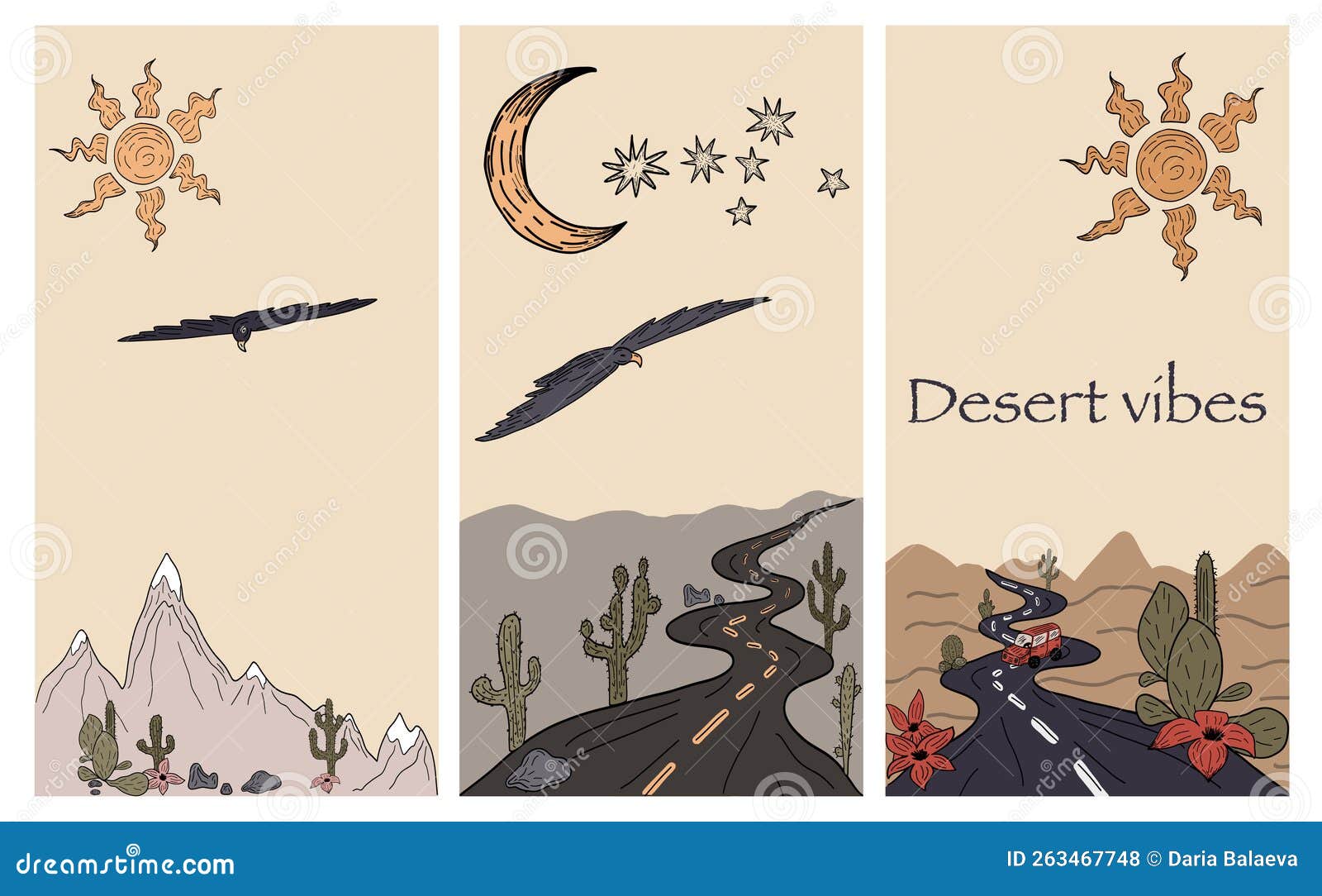set of three cards arizona desert vibes