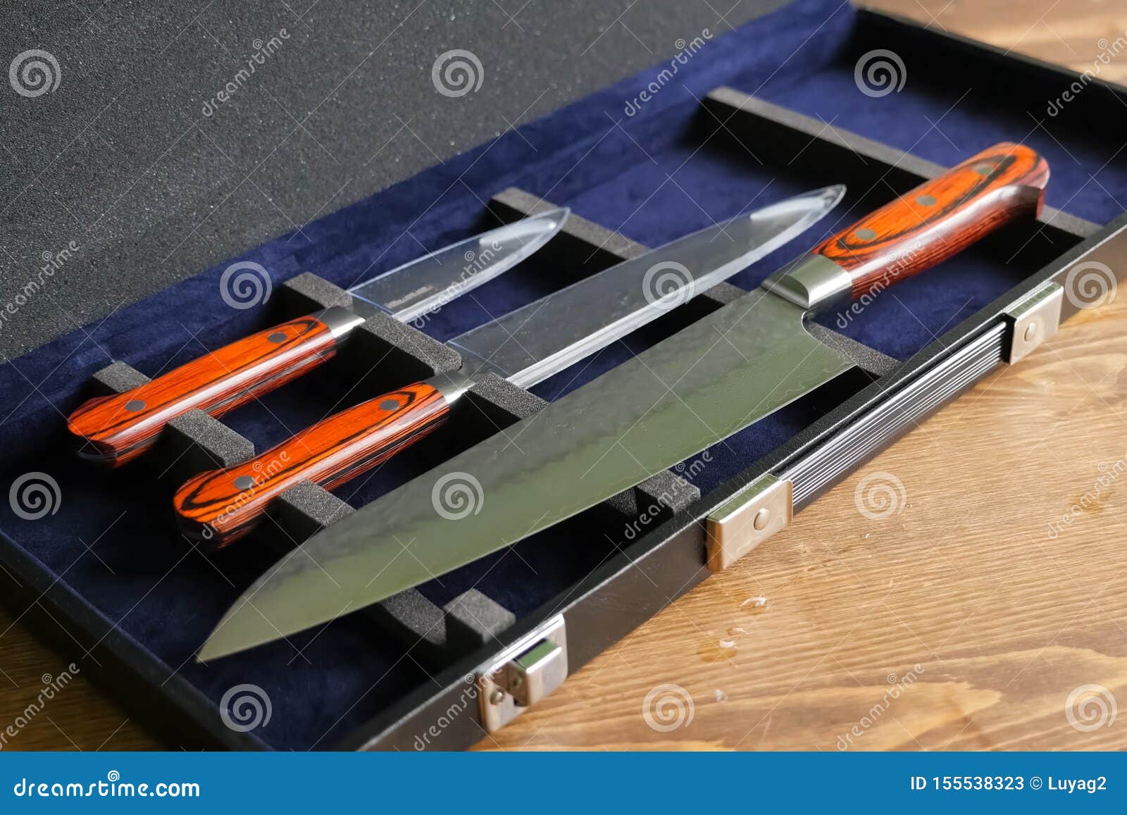 Set of Three Kitchen Knives. Kitchen Utensils Stock Image Image of handle, prepare 155538323