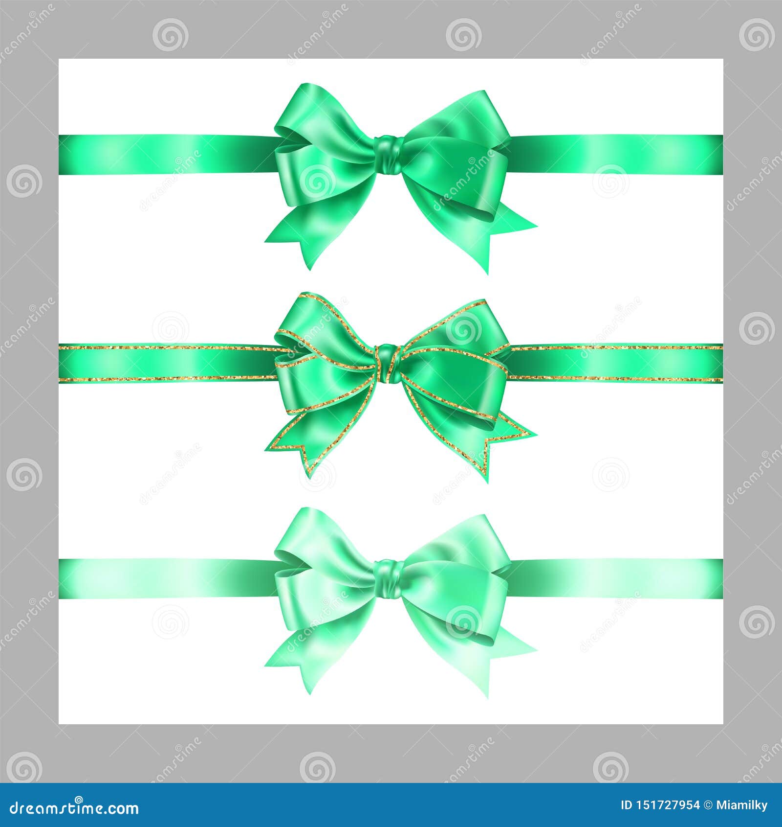 Realistic shiny green ribbon isolated on white Vector Image