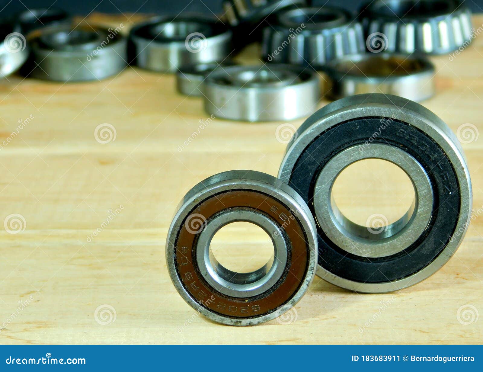 set of three roller bearings