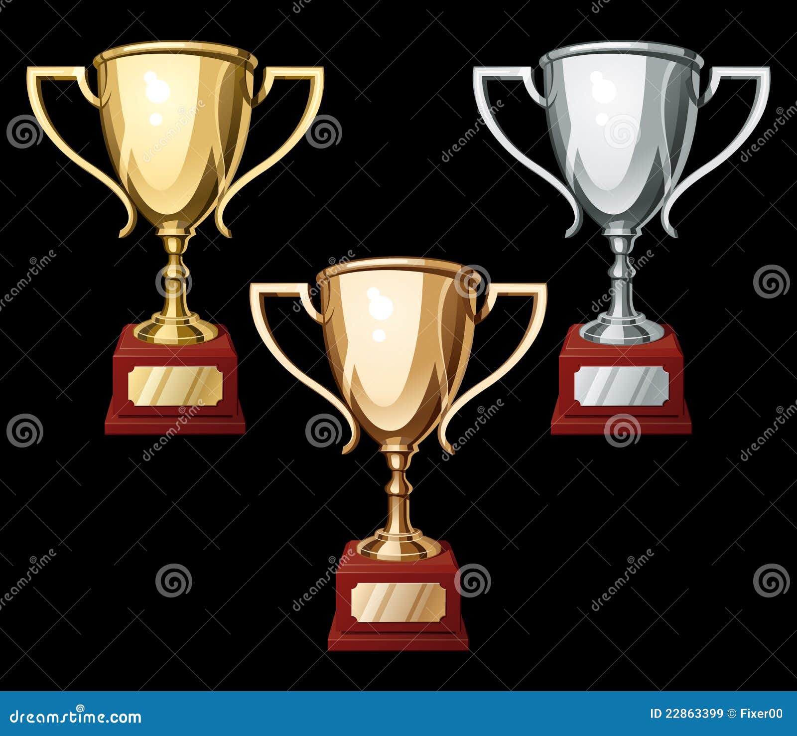 Set of three Sport Cups stock vector. Illustration of event 22863399