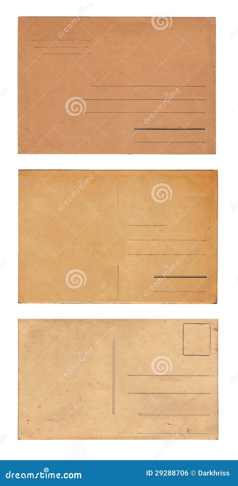 Set of Three Vintage Postcards Stock Photo Image of paper