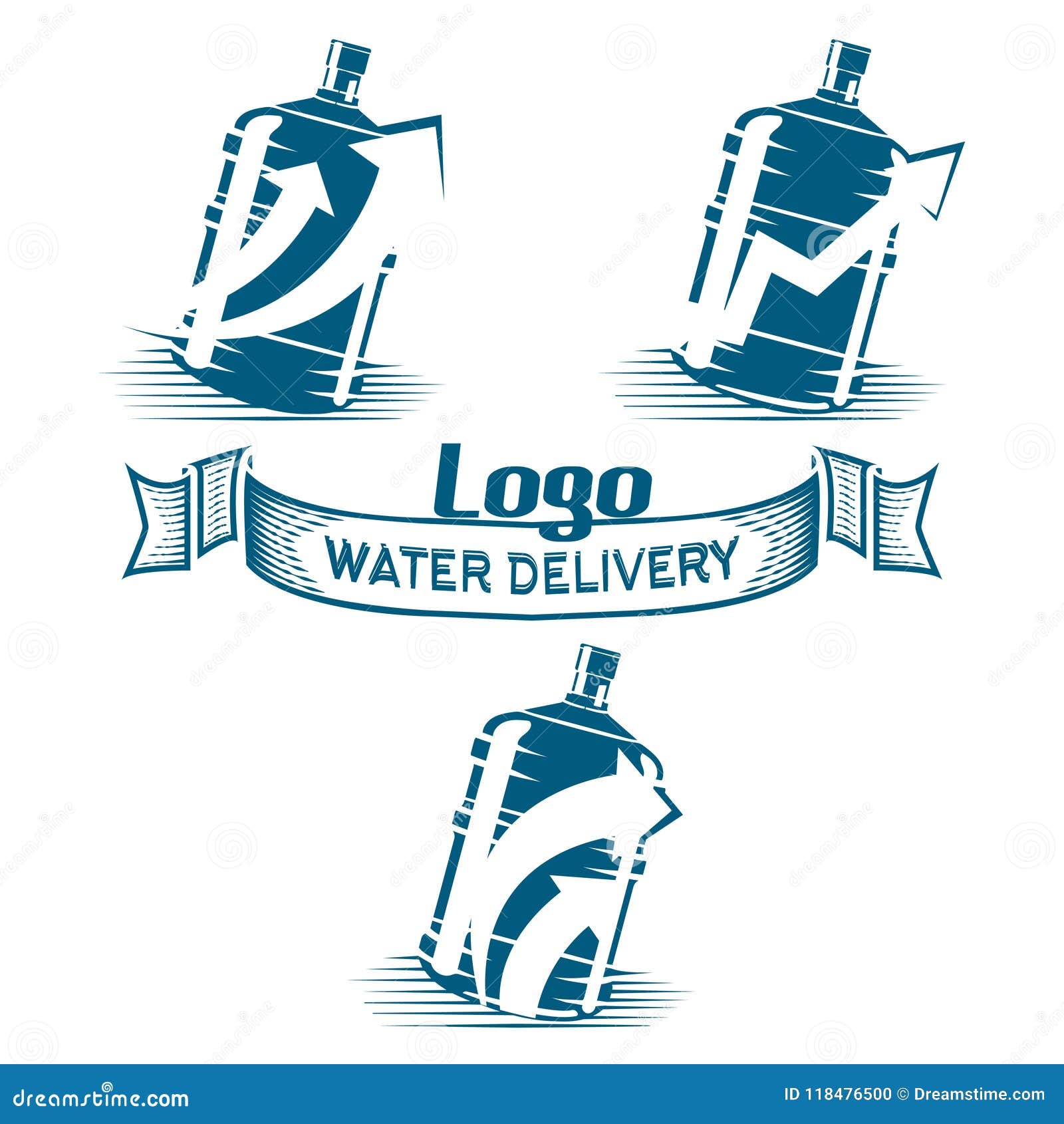 Set of Three Water Delivery Stock Illustration Illustration of drink