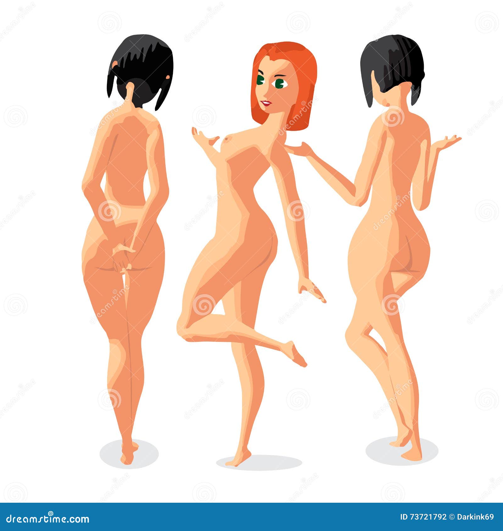 Three naked girls on the beach