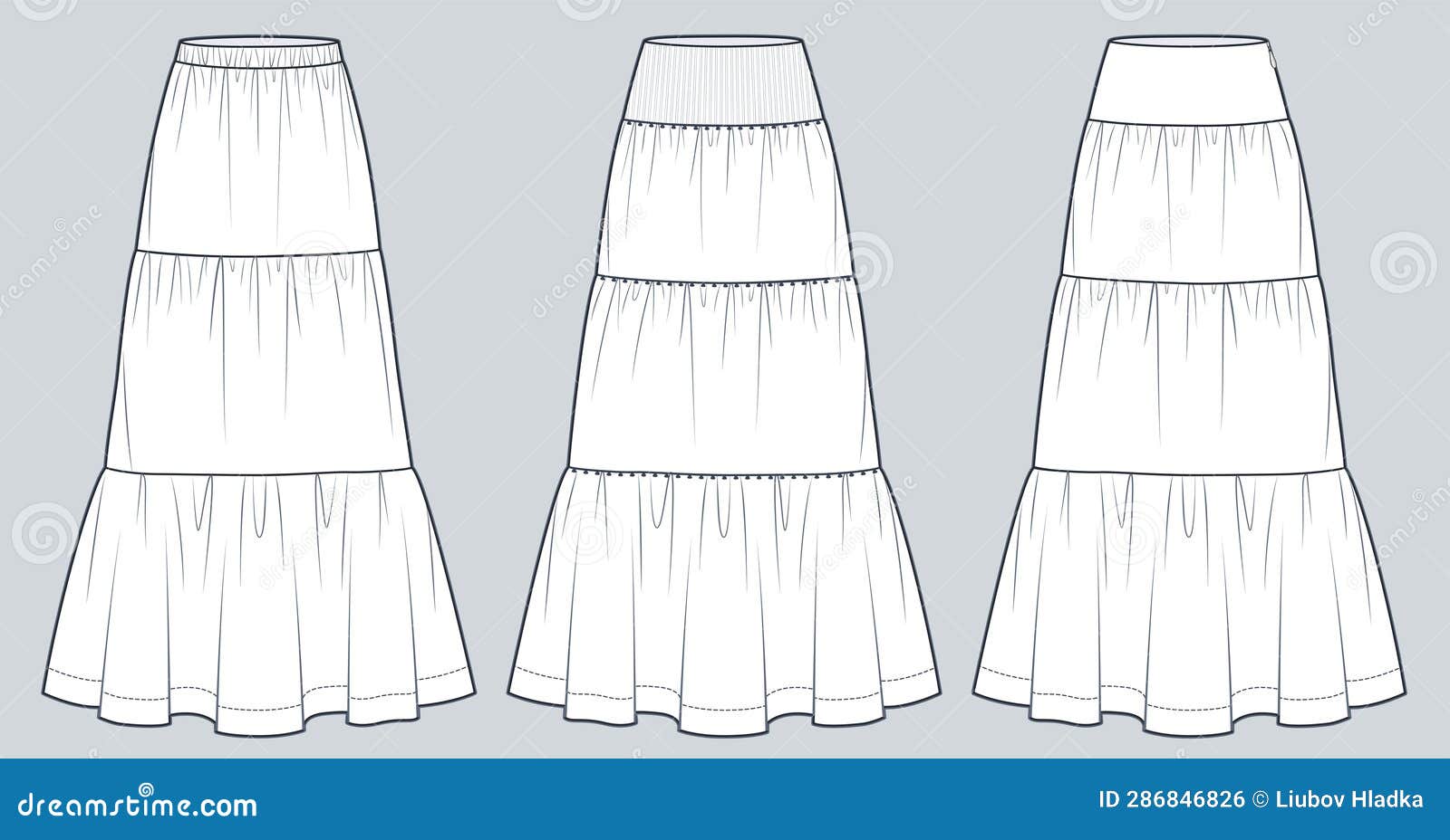Tiered Maxi Skirt Technical Fashion Illustration Boho Skirt Fashion Tiered Maxi Skirt Technical Fashion Illustration Boho Skirt Fashion