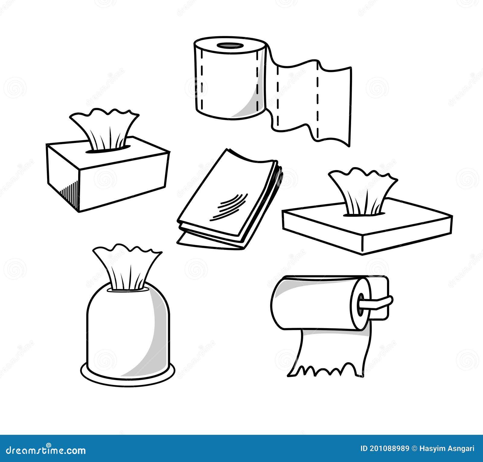 Tissue Paper Box Set Hand Drawn Vector Stock Vector Illustration of