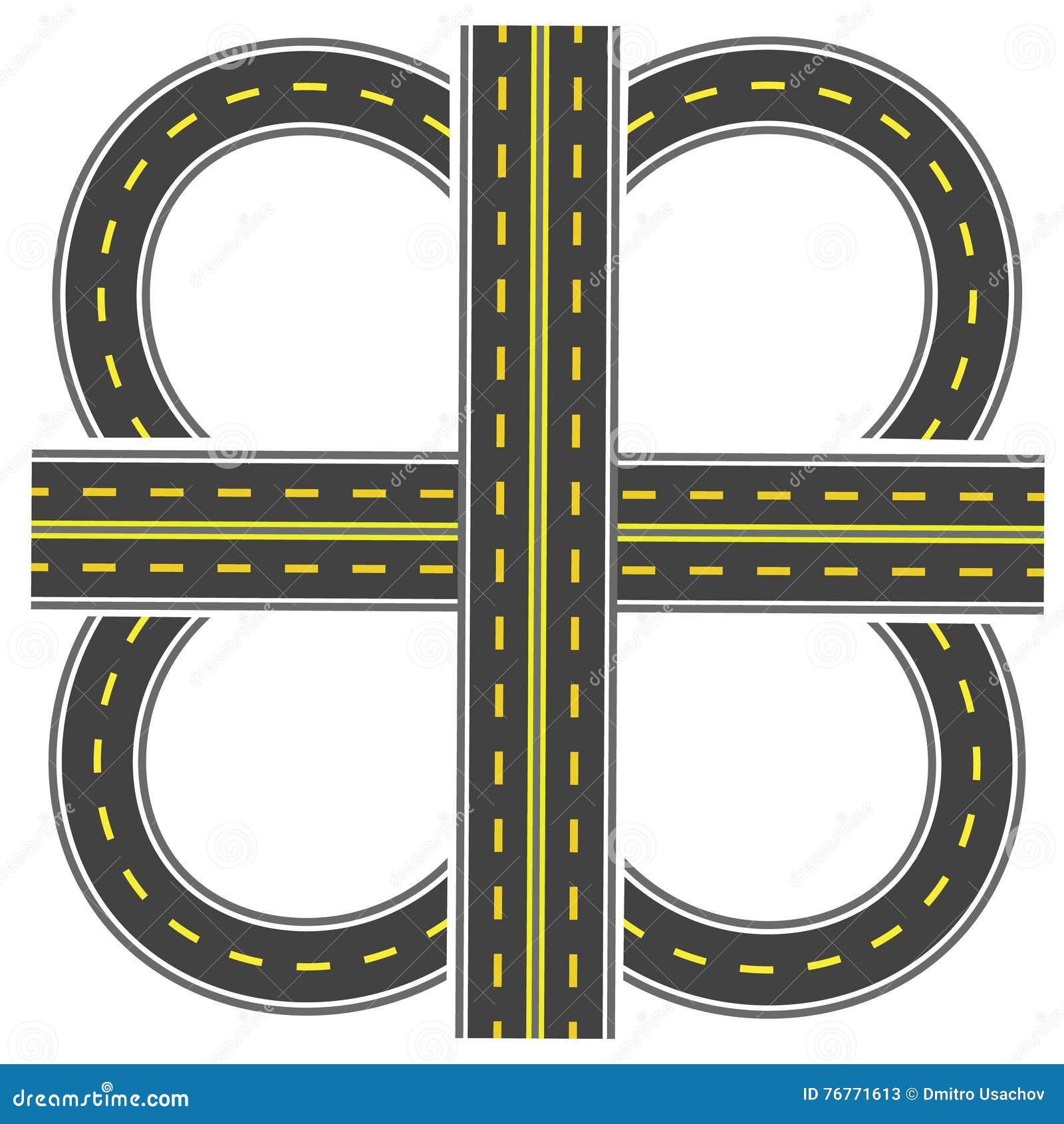 Download Set To Build A Transport Interchange. Highway With Yellow ...