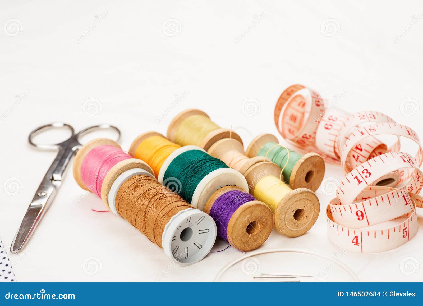 Set of Tools and Accessories for Sewing and Needlework with Threads in ...
