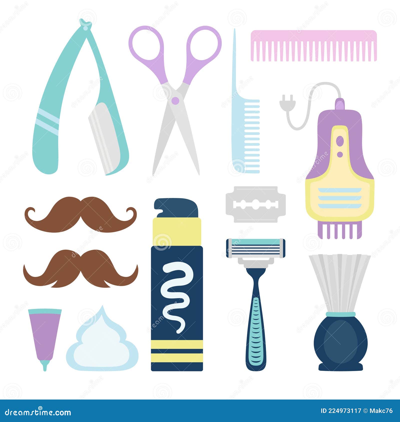 Set of Tools Barber for Care Hair and Mustache in Male Stock Vector - Illustration of background, equipment: 224973117 Set of Tools Barber for Care Hair and Mustache in Male Stock Vector - Illustration of background, equipment: 224973117
