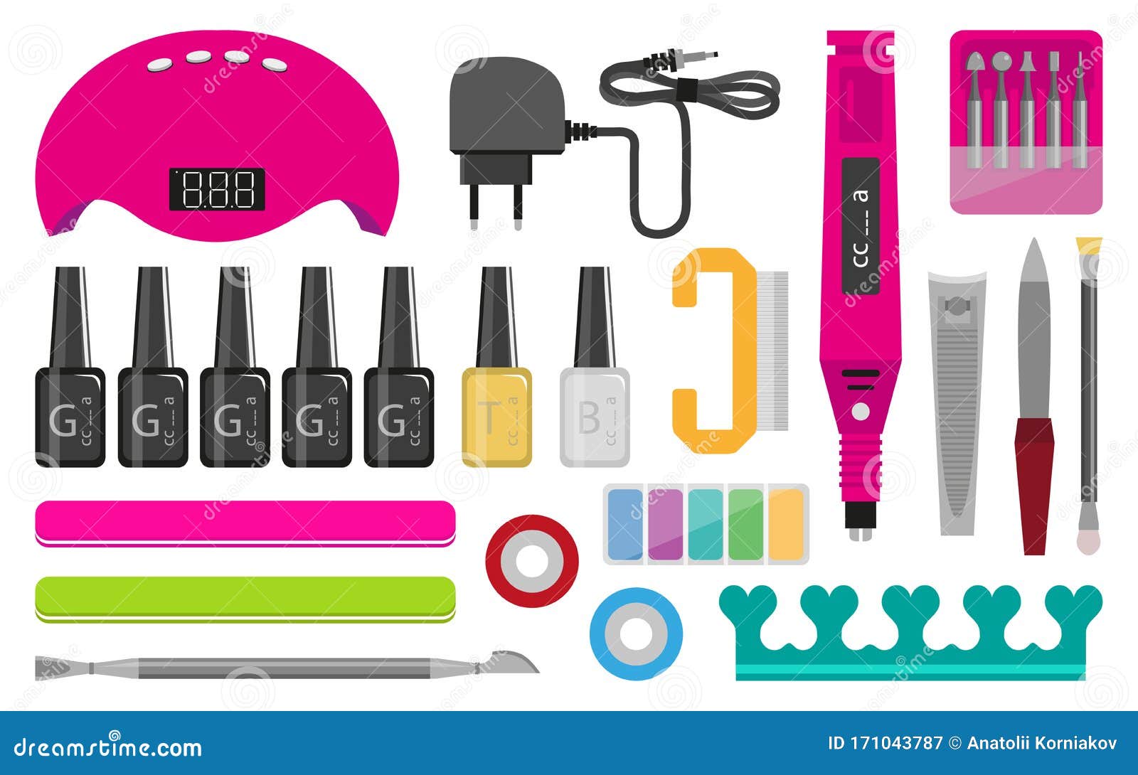 Square background with manicure equipment. Hand-drawn banner with various  nail art tools - scissors, nail polish, brush, cuticle tongs, pusher, point  pen. Colorful vector illustration. Stock Vector | Adobe Stock