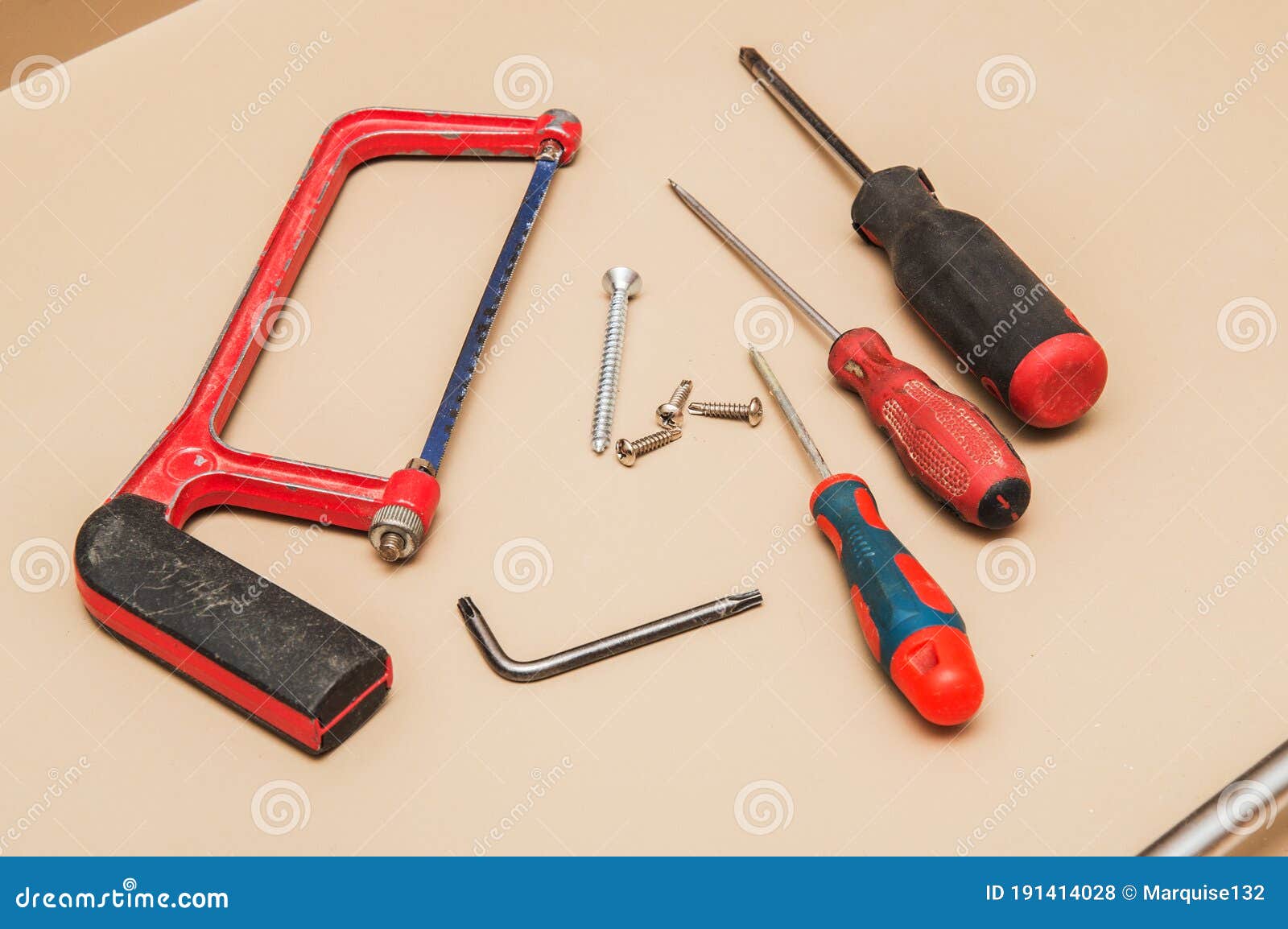 A Set of Tools for Installing a Furniture Sliding Wardrobe Stock Photo