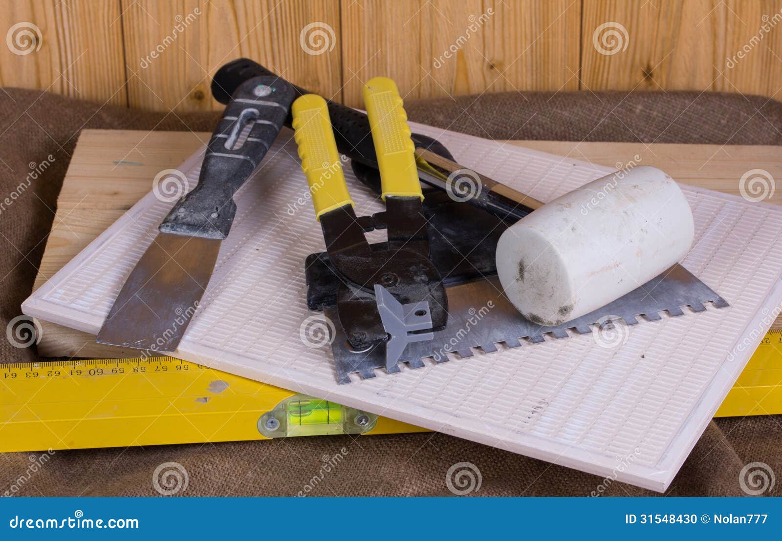 Set of tools stock photo. Image of wood, yellow, metal - 31548430