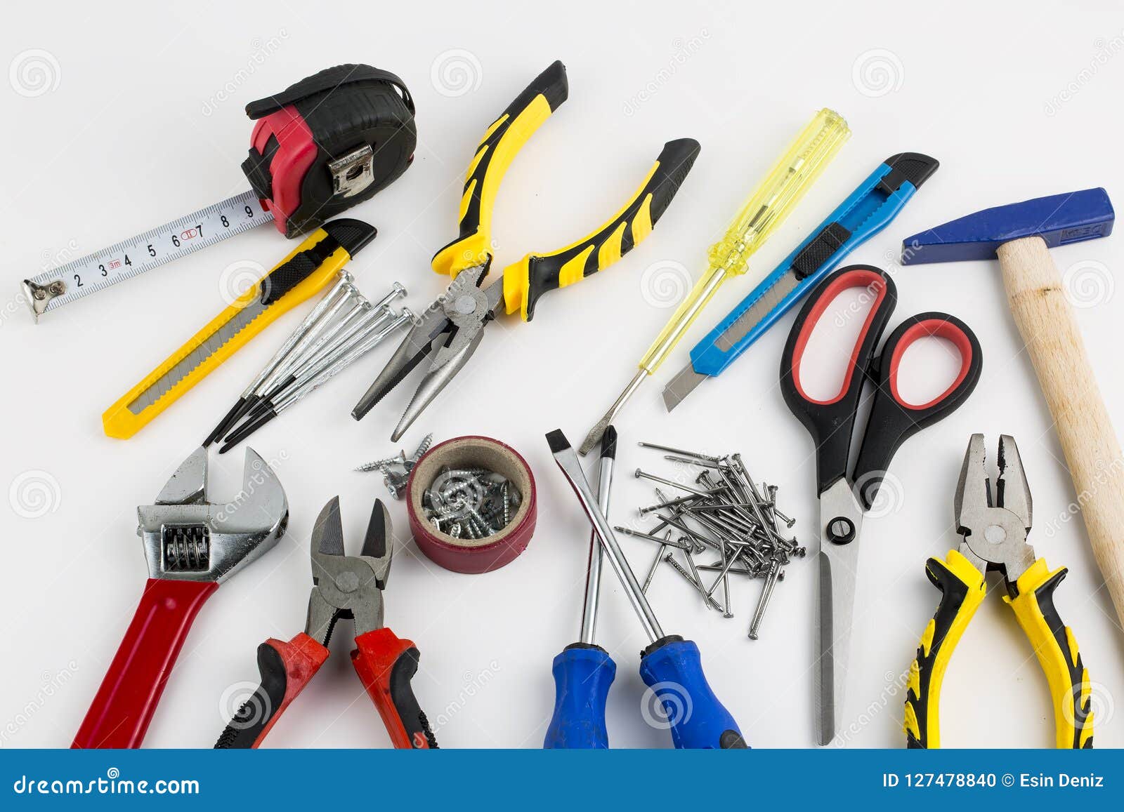 Set of Tools, Many Tools Isolated on White Background. Stock Photo
