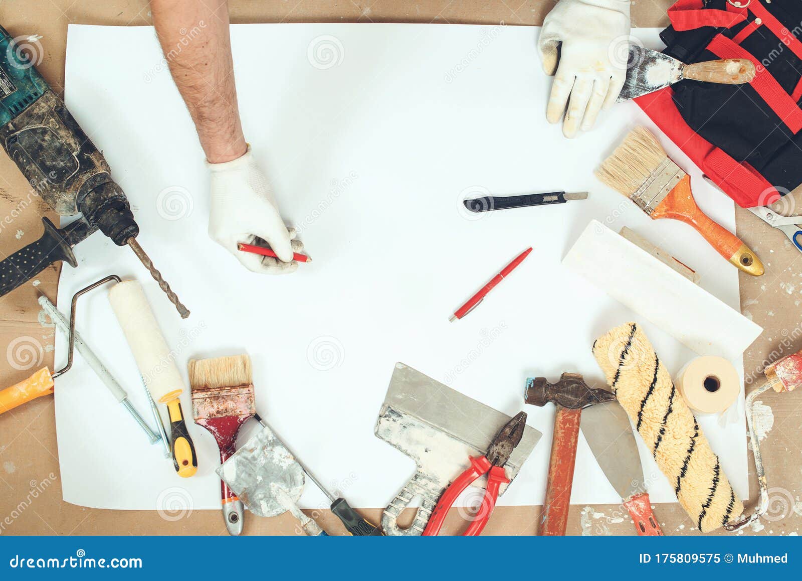Download Set Of Tools For Repair, Top View. Mock Up With Various ...