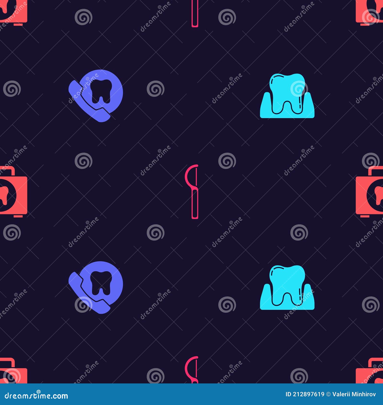 Set Tooth, Online Dental Care, Dental Floss and First Aid Kit on