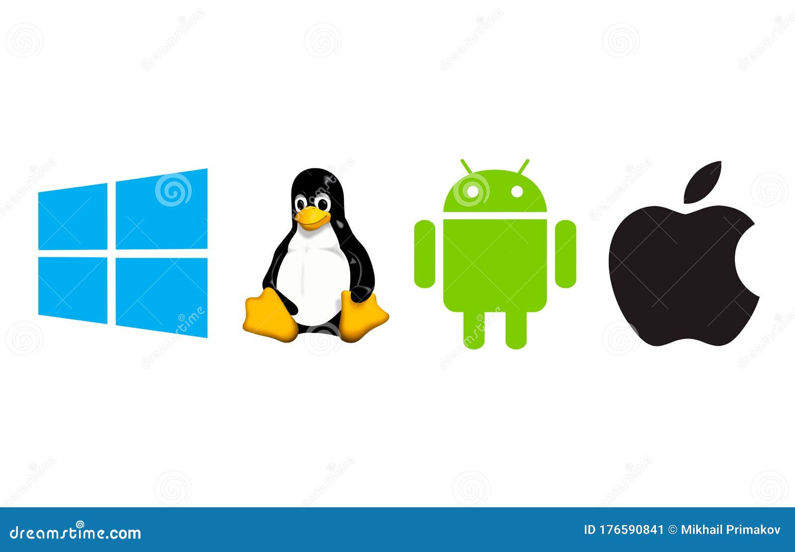 Linux Android Apple And Windows Logo Vector Editorial Illustration