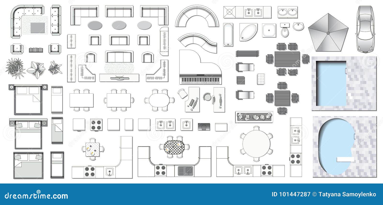 Icons set of interior stock vector. Illustration of 