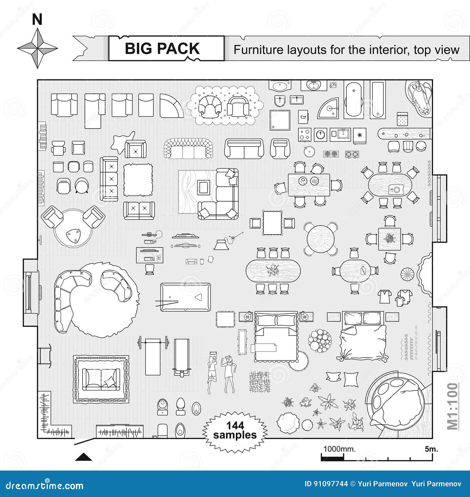 Set Top View For Interior Icon Design Floor Plan Stock