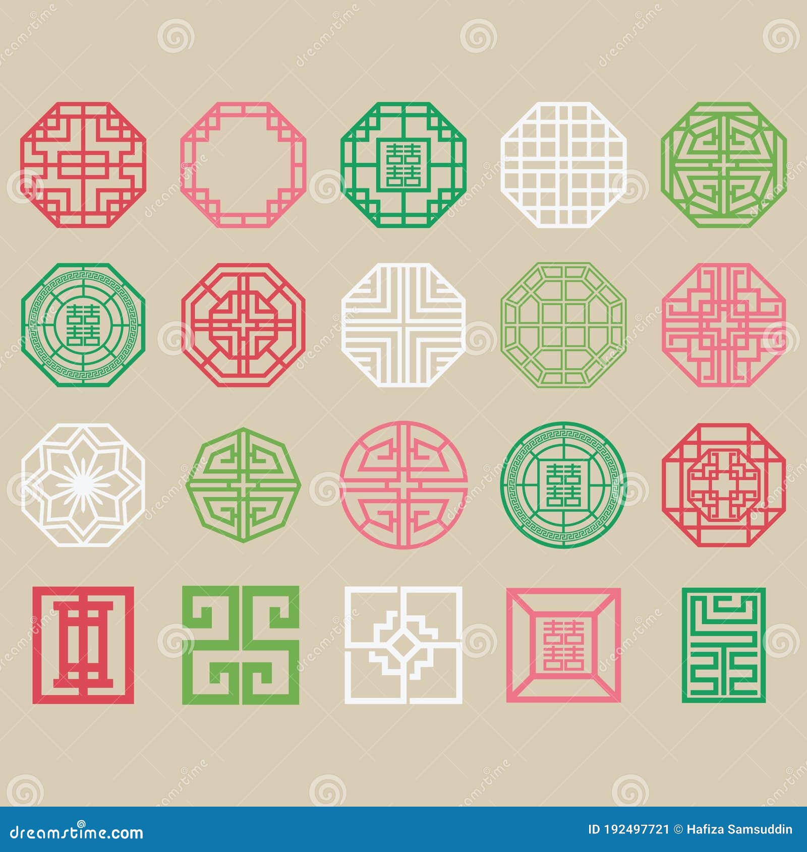 Set of Traditional Korean Patterns. Vector Illustration Decorative