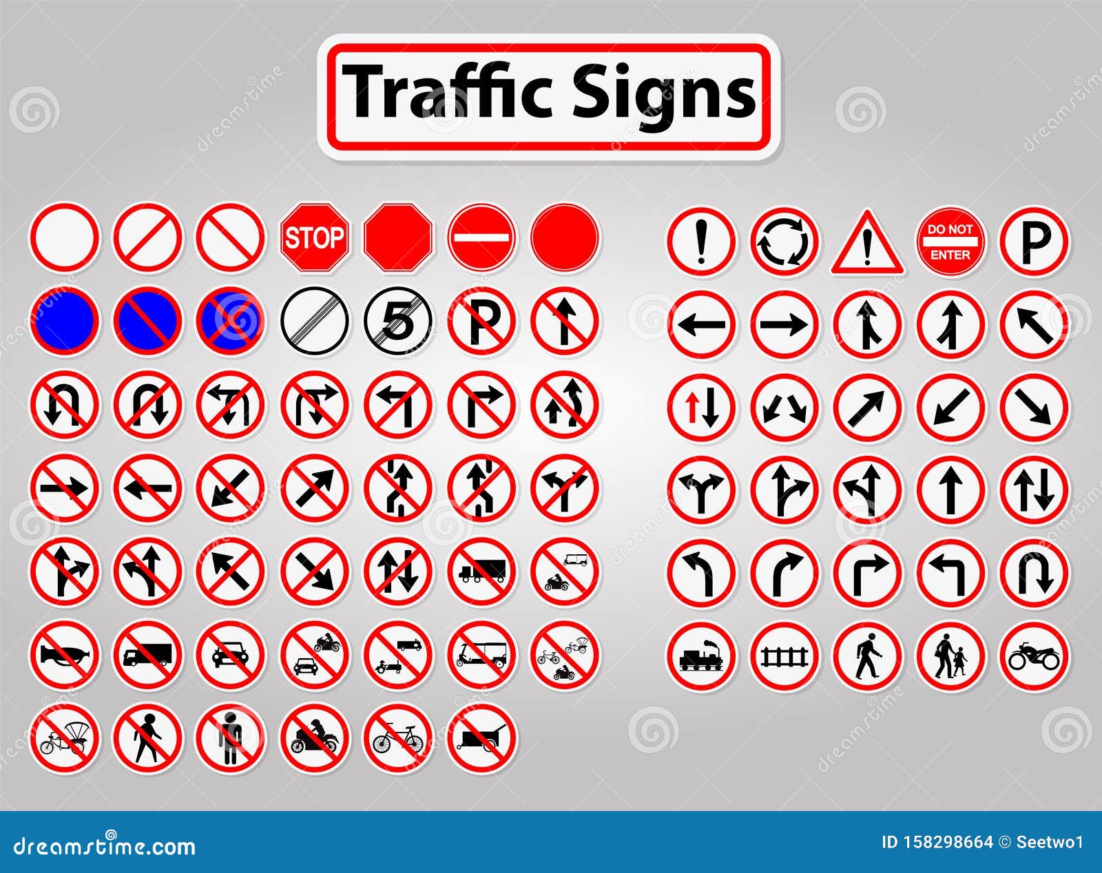 Set Traffic Signs Prohibition Warning Red Circle Symbol Sign Isolate On White Background Vector Illustration Stock Vector Illustration Of Blank Vehicle
