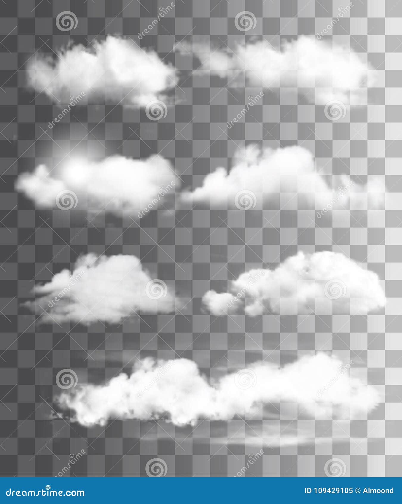 set of transparent different clouds. .