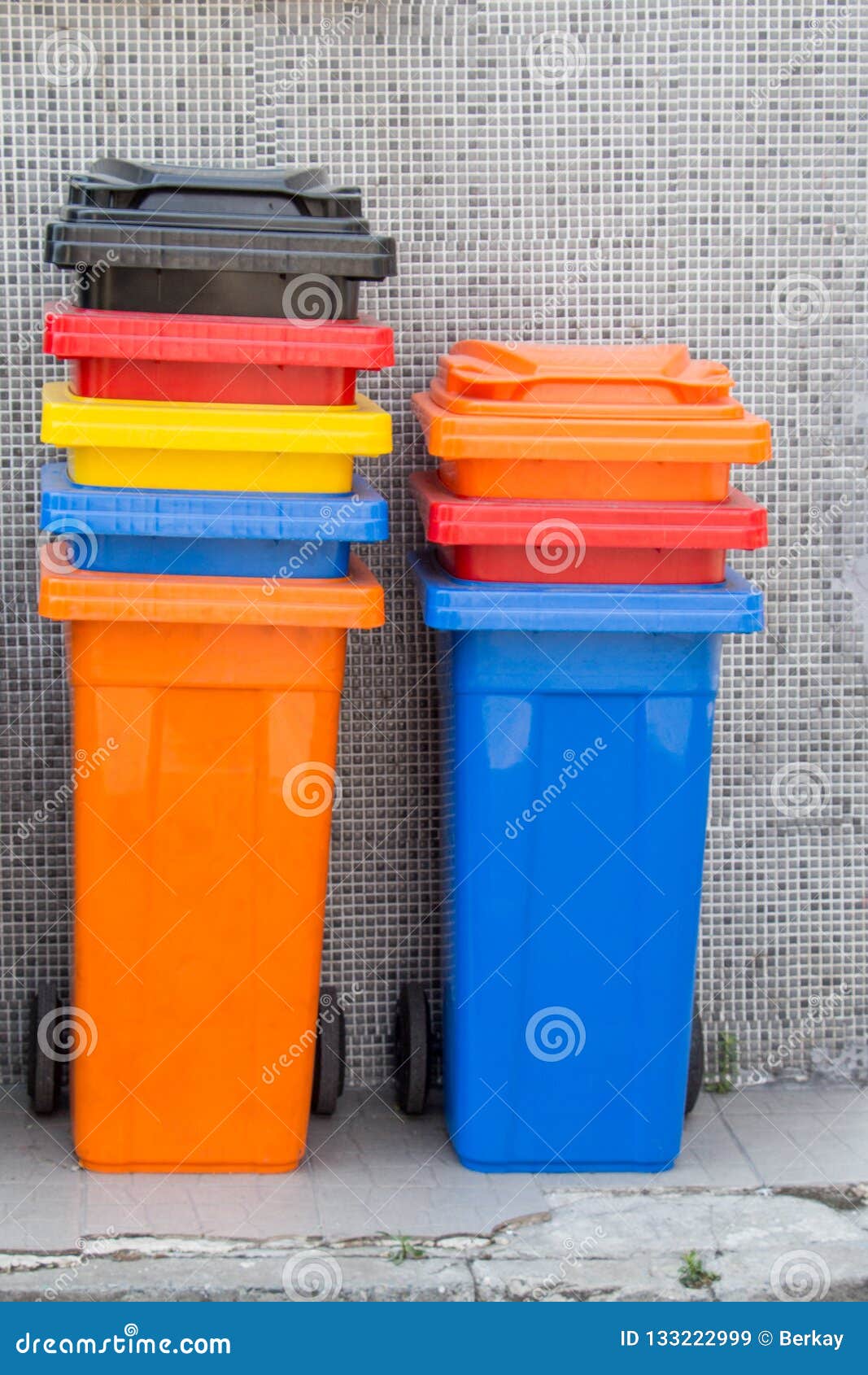 Set of Trash Bin Made of Plastic Stock Image Image of dustbin