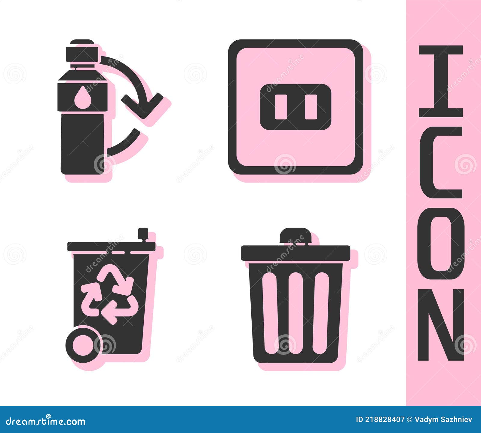 Set Trash Can, Recycling Plastic Bottle, Recycle Bin with Recycle and