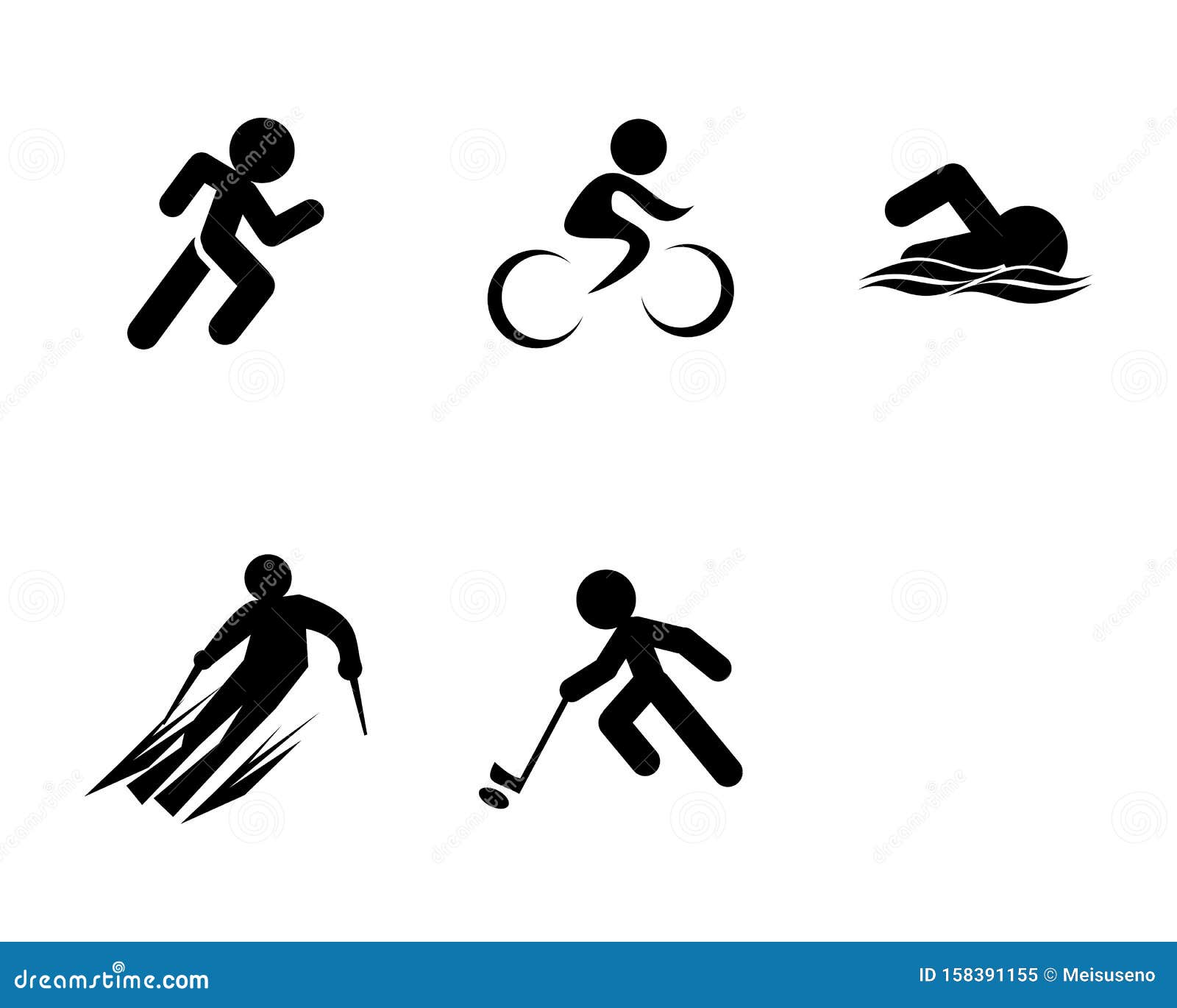 Set of Triathlon Sport Icons Stock Vector - Illustration of basketball ...