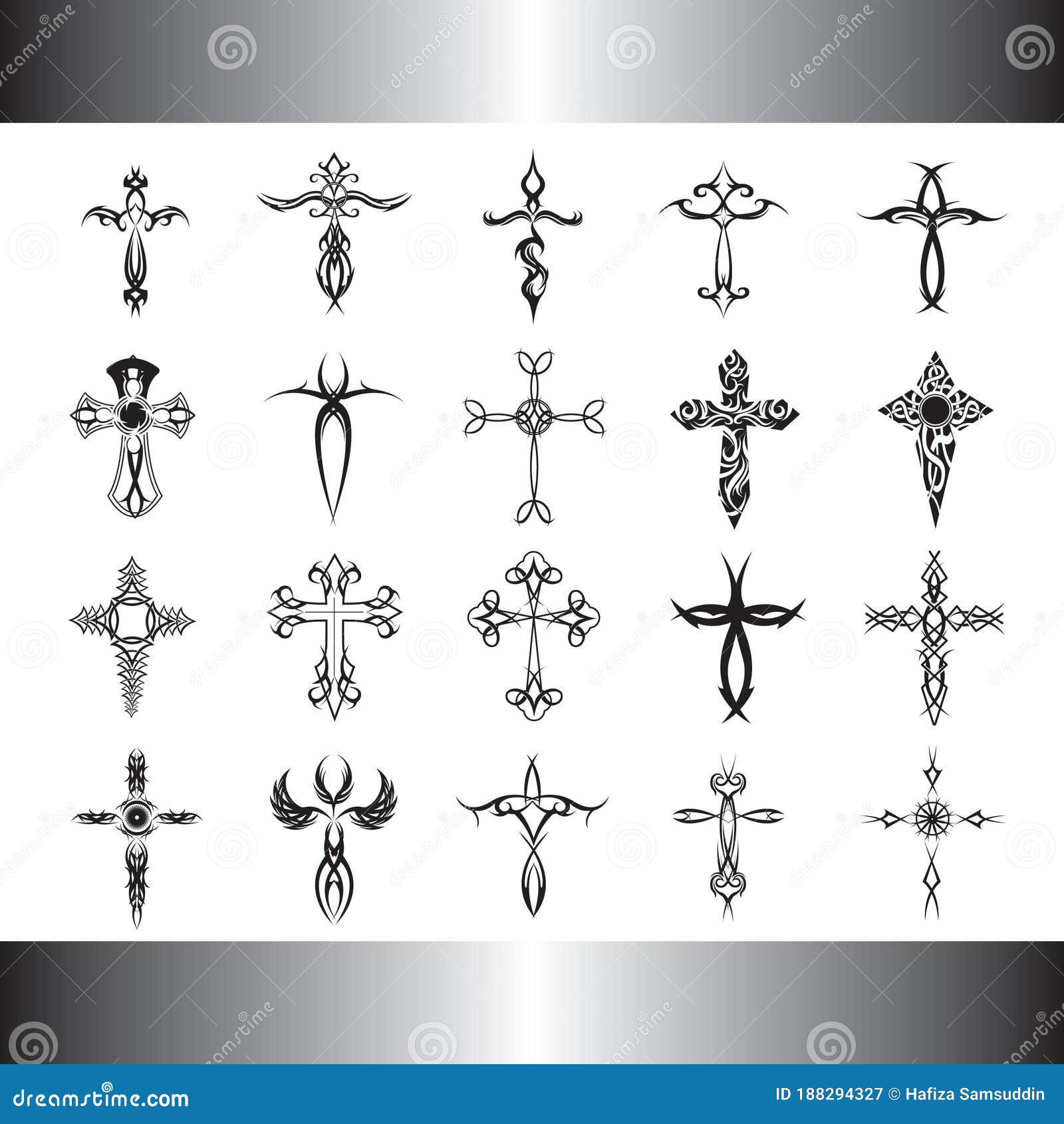 Set of Tribal Cross Tattoos. Vector Illustration Decorative Design ...