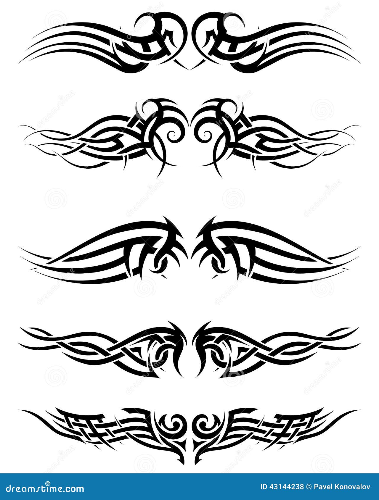 Set tribal tattoos stock vector. Illustration of design - 43144238