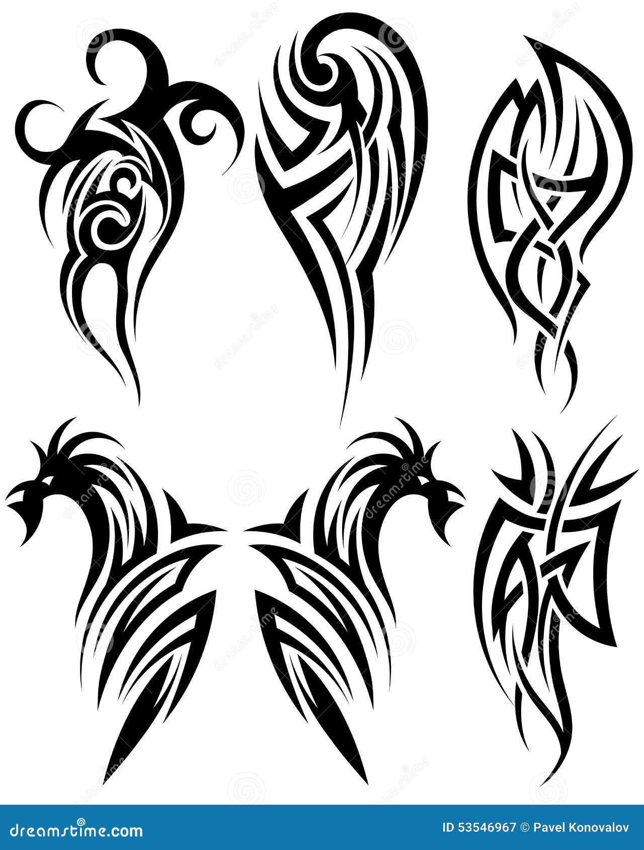 Set of tribal tattoos stock vector. Illustration of ornamental - 53546967