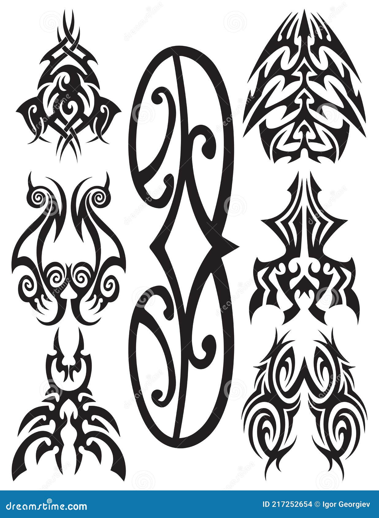 Set of Tribal Tattoos Vector Illustration Poster Template Stock Vector ...