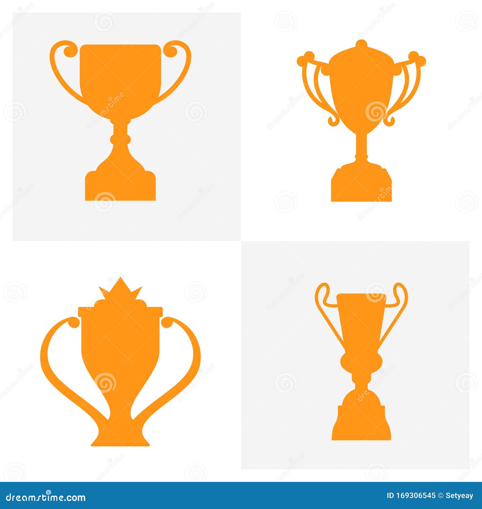 Set Of Trophy Icons On White Background Champions Cup Logo Vector Illustration Stock Illustration Illustration Of Championship Metal