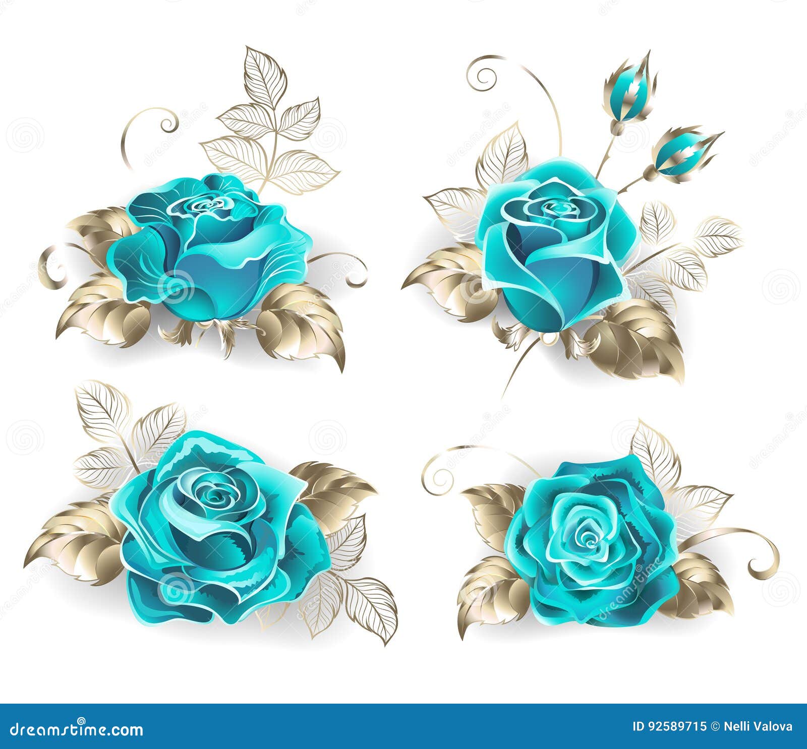 set of turquoise roses