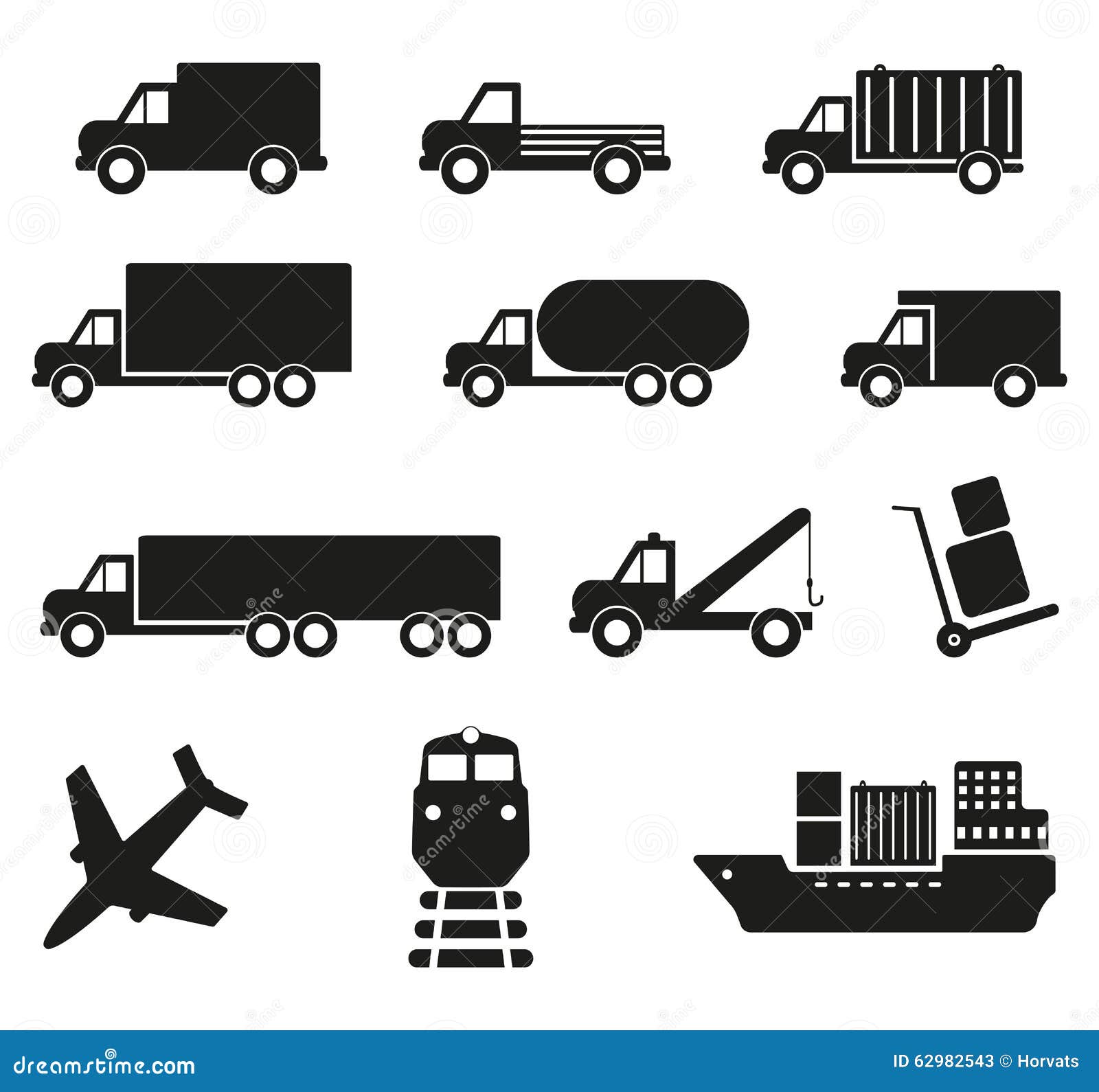 set of twelve cargo transportation icons