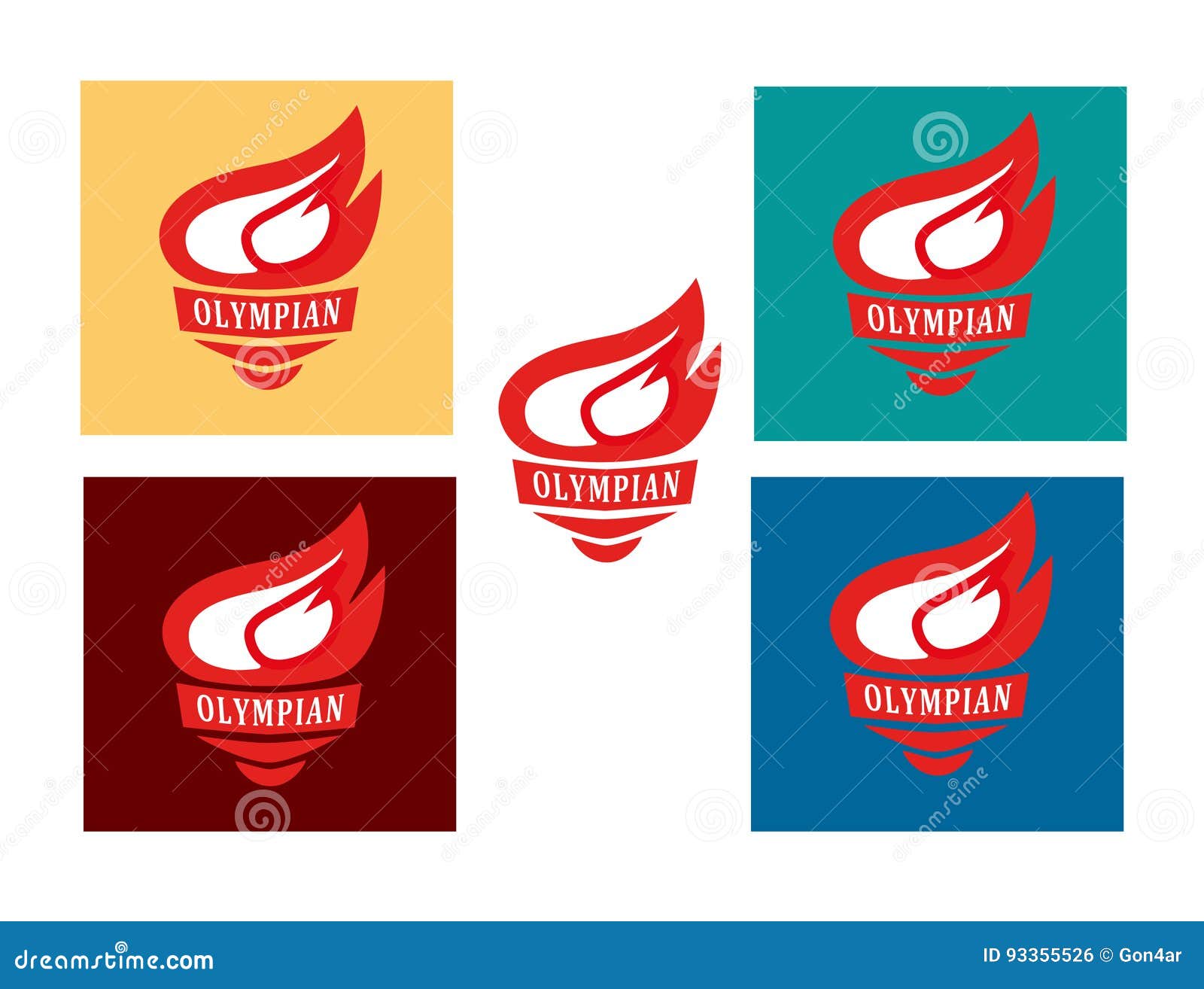 Set Twocolor Torches with Inscriptions Olympian on Different