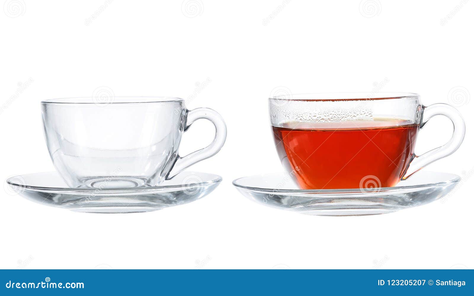 Set of Cups with Tea Isolated on White Background. Stock Image Image