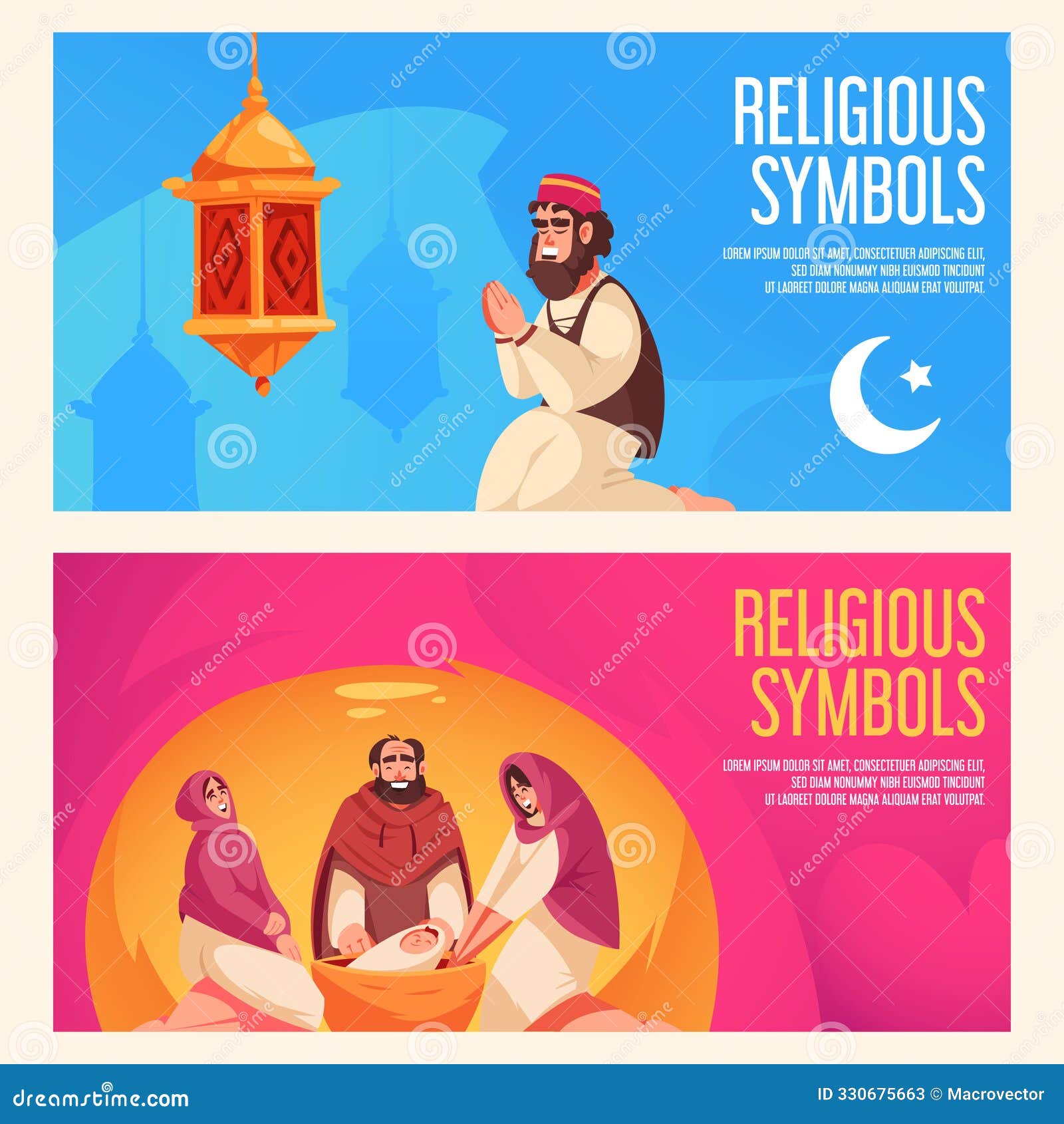 religious s hand drawn banner set