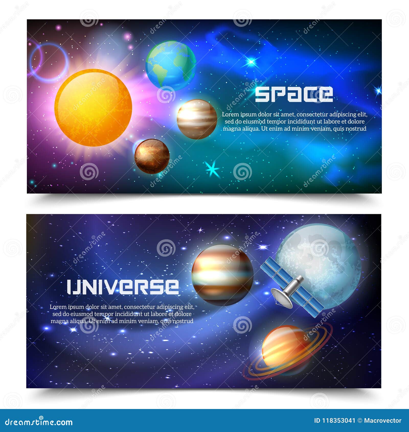 Space Universe Horizontal Banners Stock Vector Illustration of
